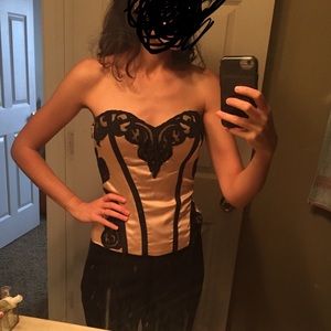 Bebe Lace Mesh Silky Top